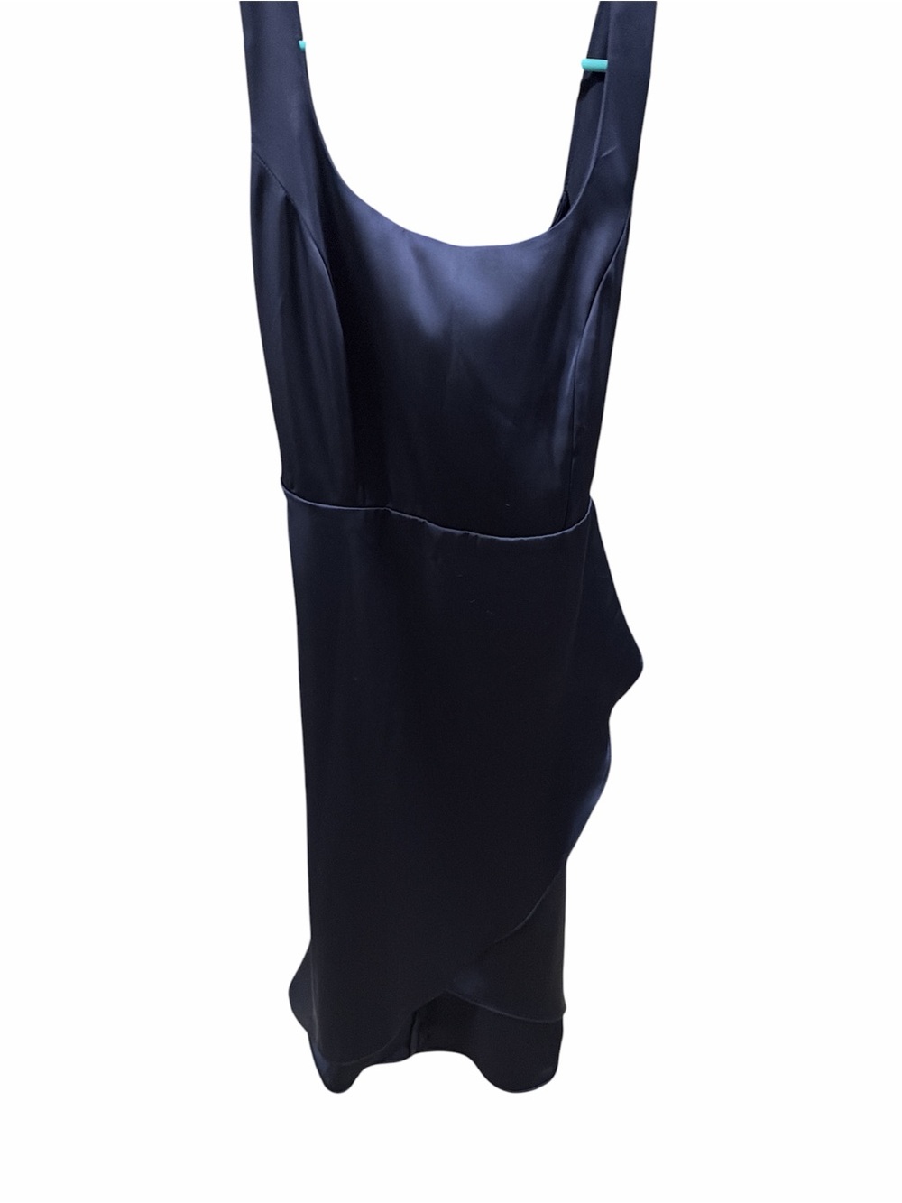 Navy Satin Scoop Neck Sheath Dress
